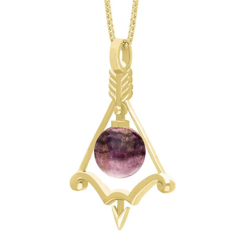 18ct Yellow Gold Blue John Zodiac Sagittarius 8mm Bead Pendant