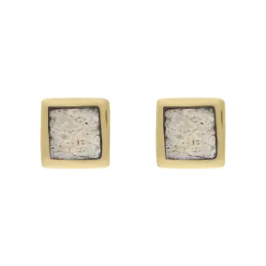 18ct Yellow Gold Coquina Dinky Square Stud Earrings