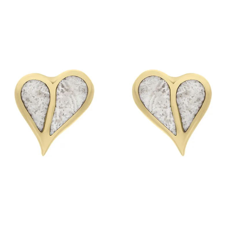 18ct Yellow Gold Coquina Split Heart Stud Earrings D