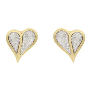 18ct Yellow Gold Coquina Split Heart Stud Earrings D