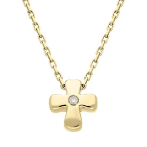 18ct Yellow Gold Diamond Clover Leaf Cross Necklace