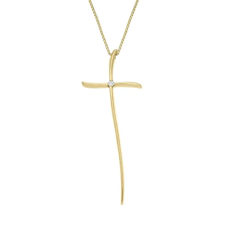 18ct Yellow Gold Diamond Cross Necklace