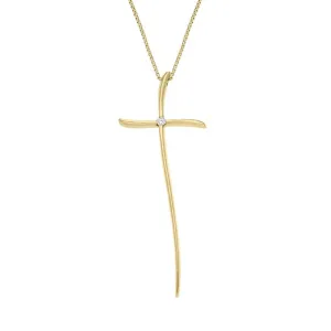 18ct Yellow Gold Diamond Cross Necklace