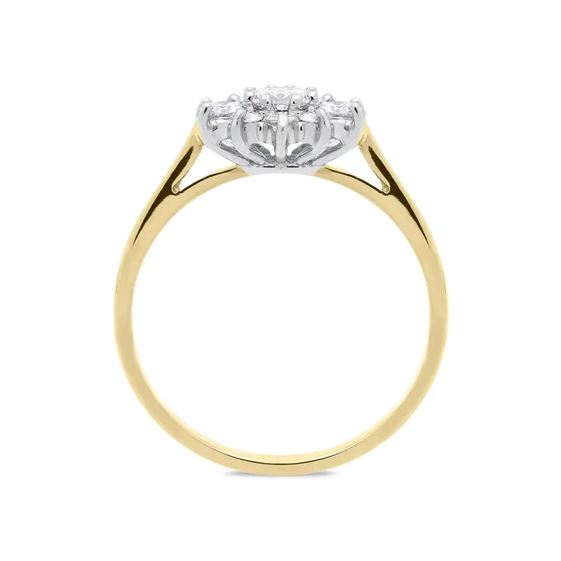 18ct Yellow Gold Diamond Floral Cluster Ring