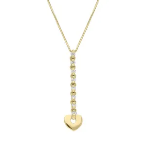18ct Yellow Gold Diamond Heart Drop Necklace