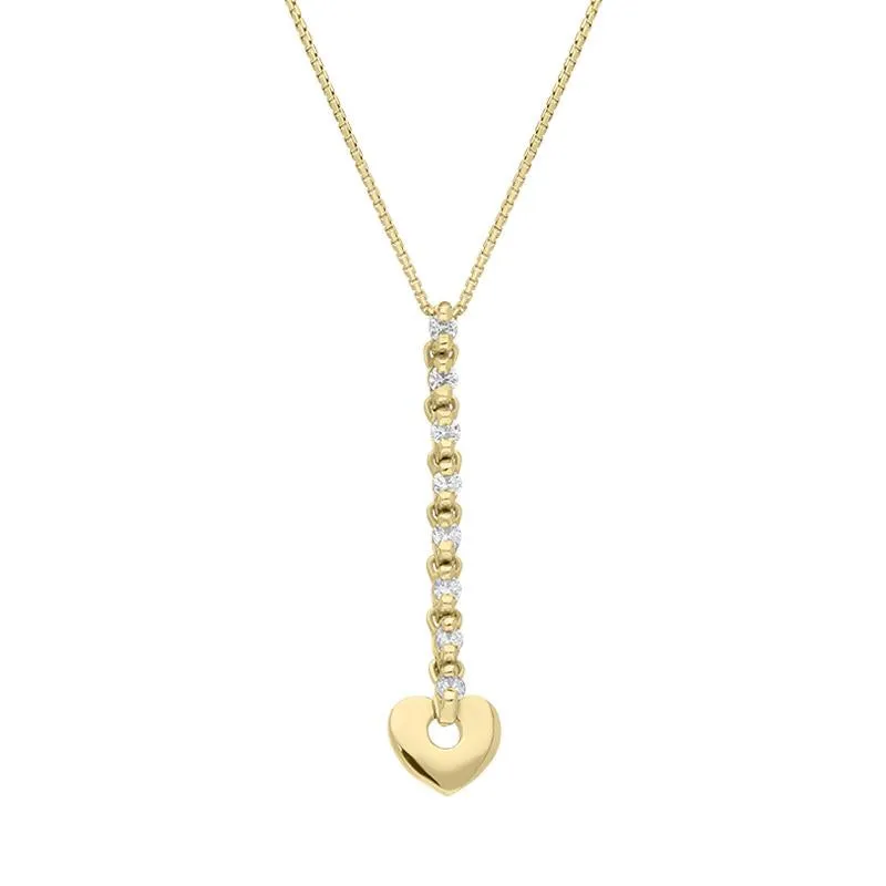 18ct Yellow Gold Diamond Heart Drop Necklace