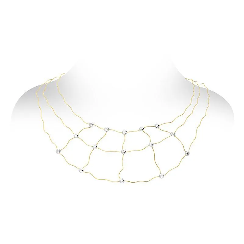 18ct Yellow Gold Diamond Open Wave Necklet D