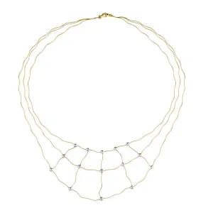 18ct Yellow Gold Diamond Open Wave Necklet D