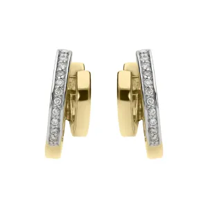 18ct Yellow Gold Diamond Shaped Hoop Earrings