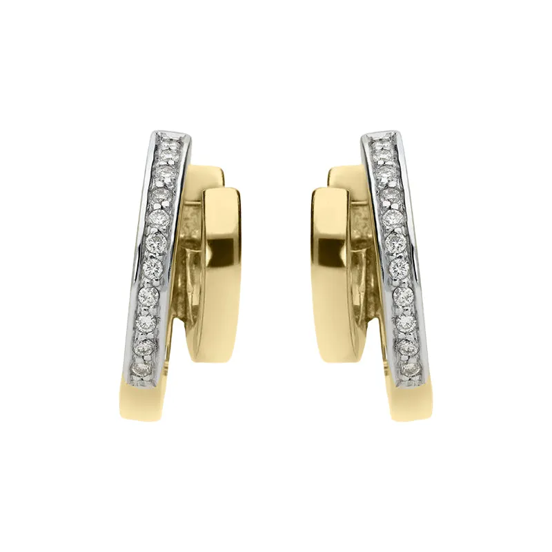 18ct Yellow Gold Diamond Shaped Hoop Earrings