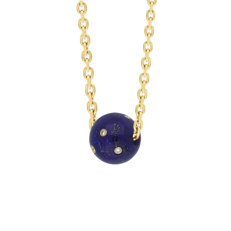 18ct Yellow Gold Lapis Lazuli Diamond Set Bead Charm D