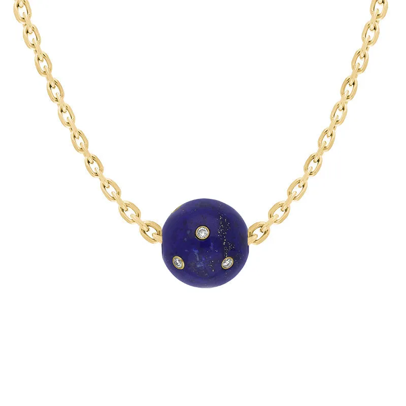18ct Yellow Gold Lapis Lazuli Diamond Set Bead Charm D