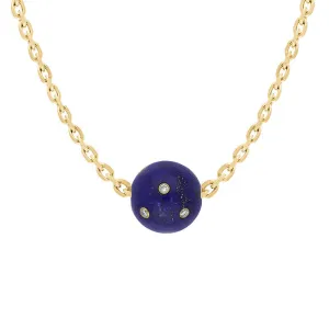 18ct Yellow Gold Lapis Lazuli Diamond Set Bead Charm D
