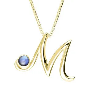 18ct Yellow Gold Moonstone Love Letters Initial M Necklace