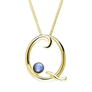 18ct Yellow Gold Moonstone Love Letters Initial Q Necklace