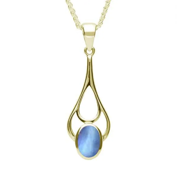 18ct Yellow Gold Moonstone Oval Spoon Necklace