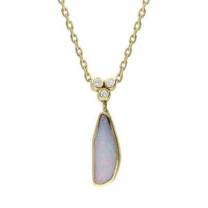 18ct Yellow Gold Opal Diamond Unique Necklace D
