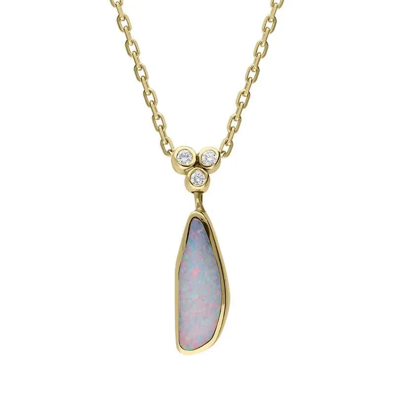 18ct Yellow Gold Opal Diamond Unique Necklace D