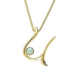 18ct Yellow Gold Opal Love Letters Initial U Necklace