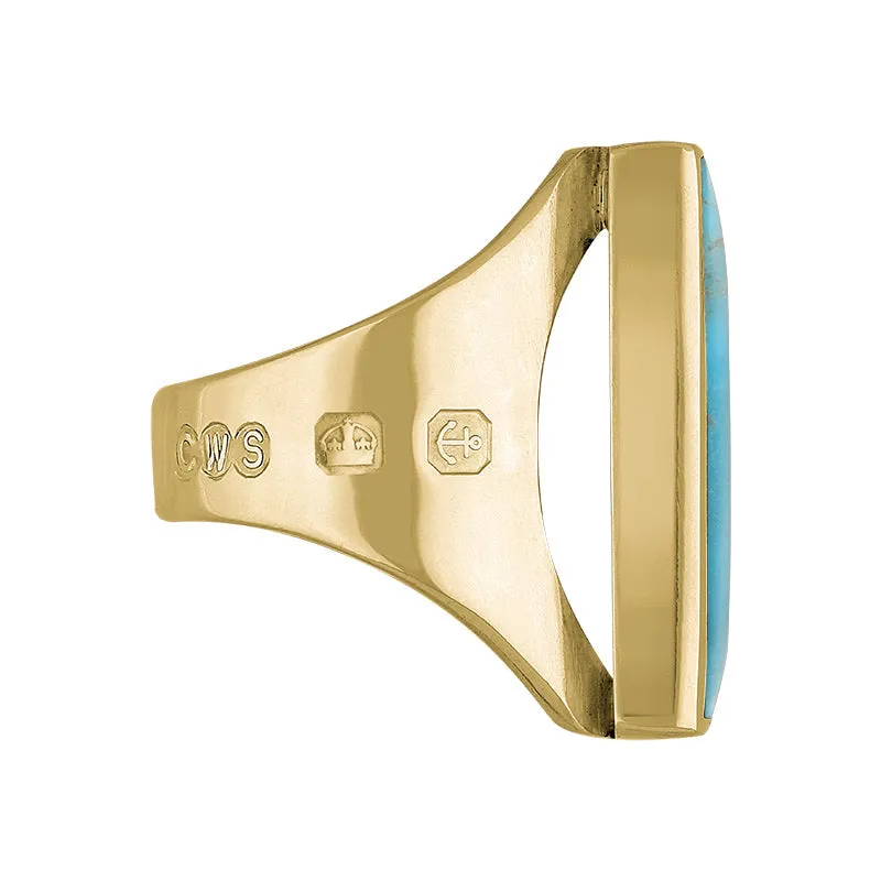 18ct Yellow Gold Turquoise King's Coronation Hallmark Medium Square Ring D