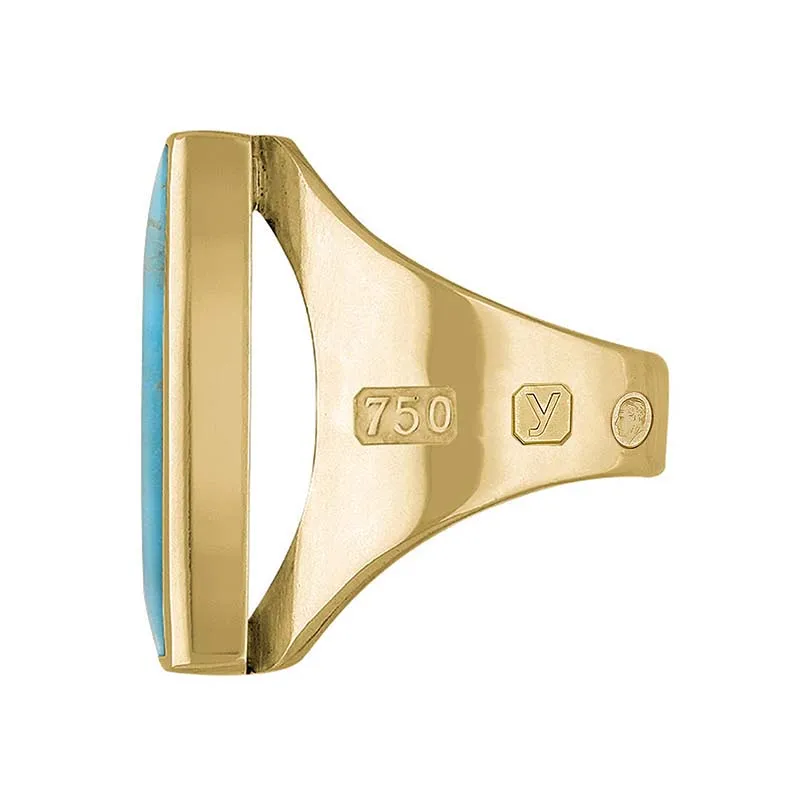 18ct Yellow Gold Turquoise King's Coronation Hallmark Medium Square Ring D