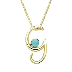 18ct Yellow Gold Turquoise Love Letters Initial G Necklace