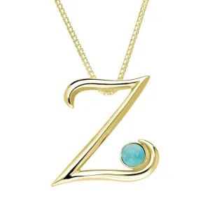 18ct Yellow Gold Turquoise Love Letters Initial Z Necklace