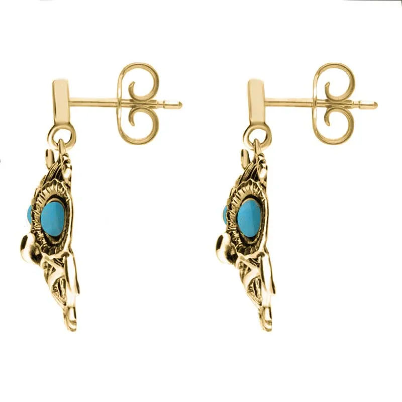 18ct Yellow Gold Turquoise Owl Stud Earrings