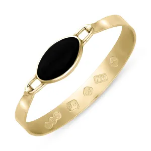 18ct Yellow Gold Whitby Jet Hallmark Wide Oval Bangle