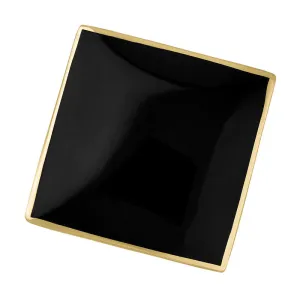 18ct Yellow Gold Whitby Jet King's Coronation Hallmark Large Rhombus Ring D