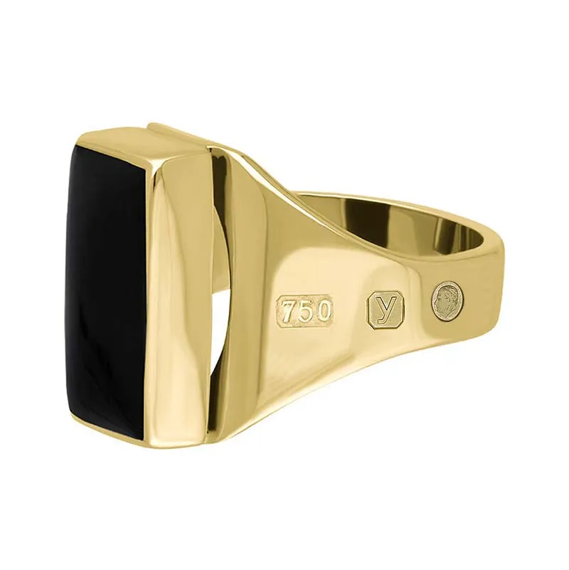 18ct Yellow Gold Whitby Jet King's Coronation Hallmark Small Oblong Ring D