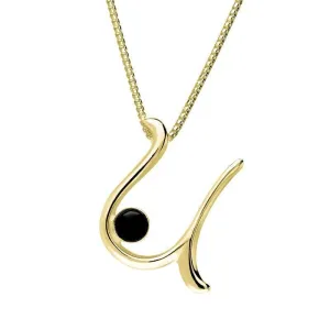 18ct Yellow Gold Whitby Jet Love Letters Initial U Necklace