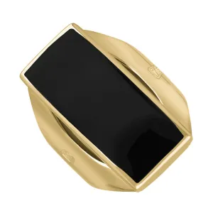 18ct Yellow Gold Whitby Jet Queen's Jubilee Hallmark Medium Oblong Ring D