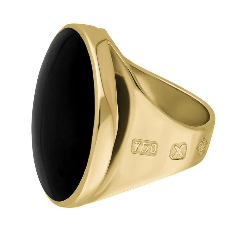 18ct Yellow Gold Whitby Jet Queen's Jubilee Hallmark Medium Round Ring D