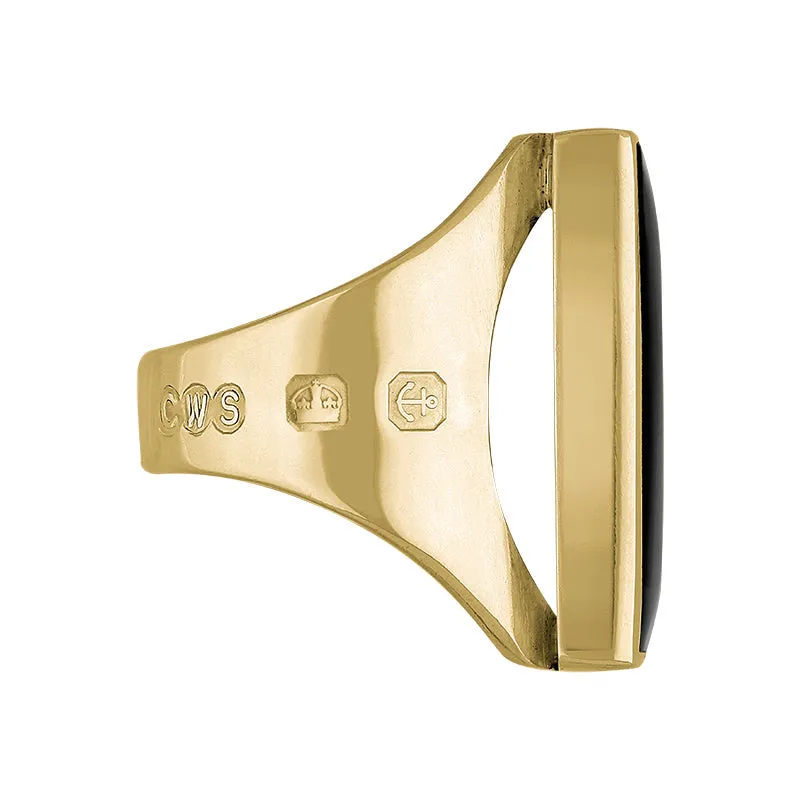 18ct Yellow Gold Whitby Jet Queen's Jubilee Hallmark Medium Square Ring D