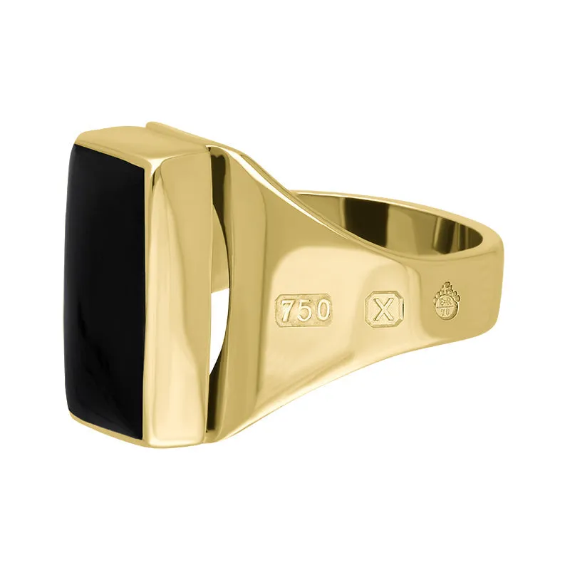 18ct Yellow Gold Whitby Jet Queen's Jubilee Hallmark Small Oblong Ring D