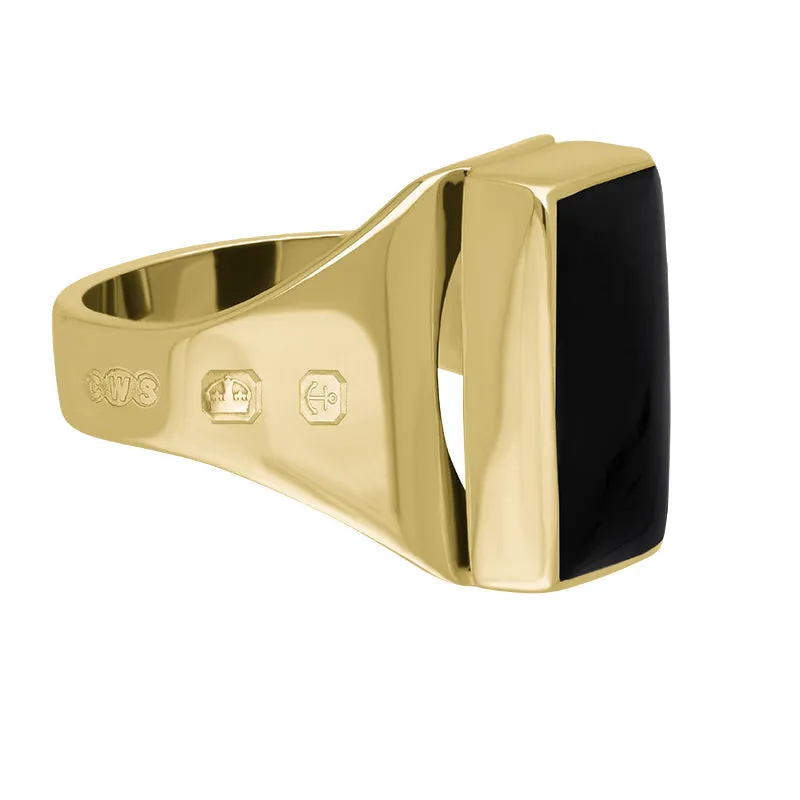 18ct Yellow Gold Whitby Jet Queen's Jubilee Hallmark Small Oblong Ring D