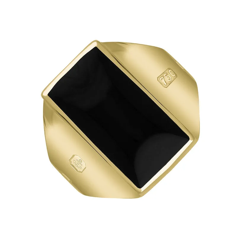 18ct Yellow Gold Whitby Jet Queen's Jubilee Hallmark Small Oblong Ring D