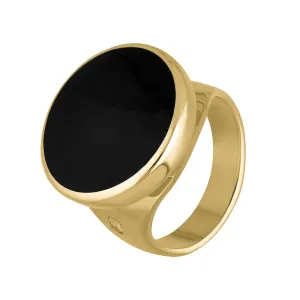 18ct Yellow Gold Whitby Jet Queen's Jubilee Hallmark Small Round Ring D