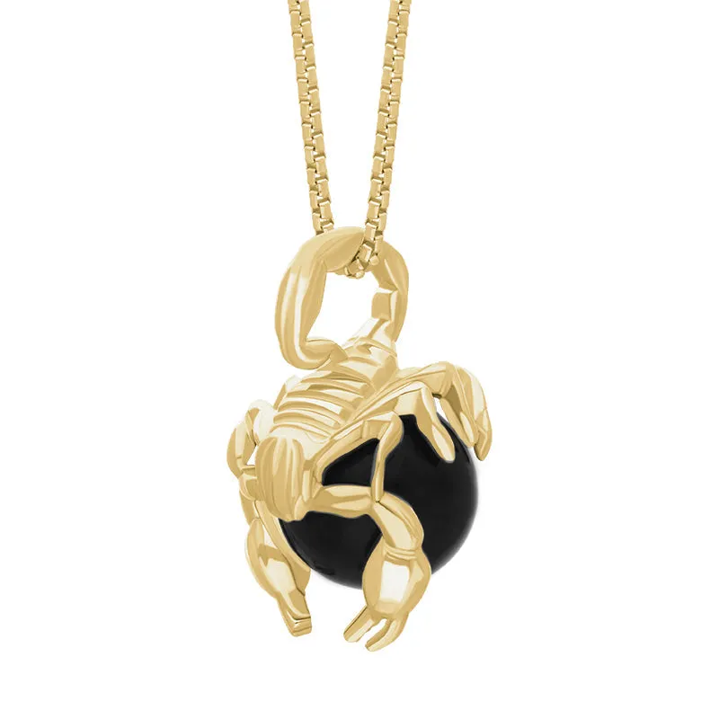 18ct Yellow Gold Whitby Jet Zodiac Scorpio 9mm Bead Pendant