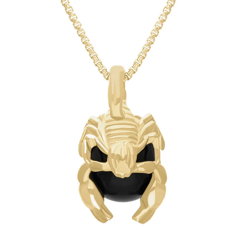 18ct Yellow Gold Whitby Jet Zodiac Scorpio 9mm Bead Pendant