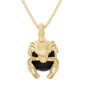 18ct Yellow Gold Whitby Jet Zodiac Scorpio 9mm Bead Pendant