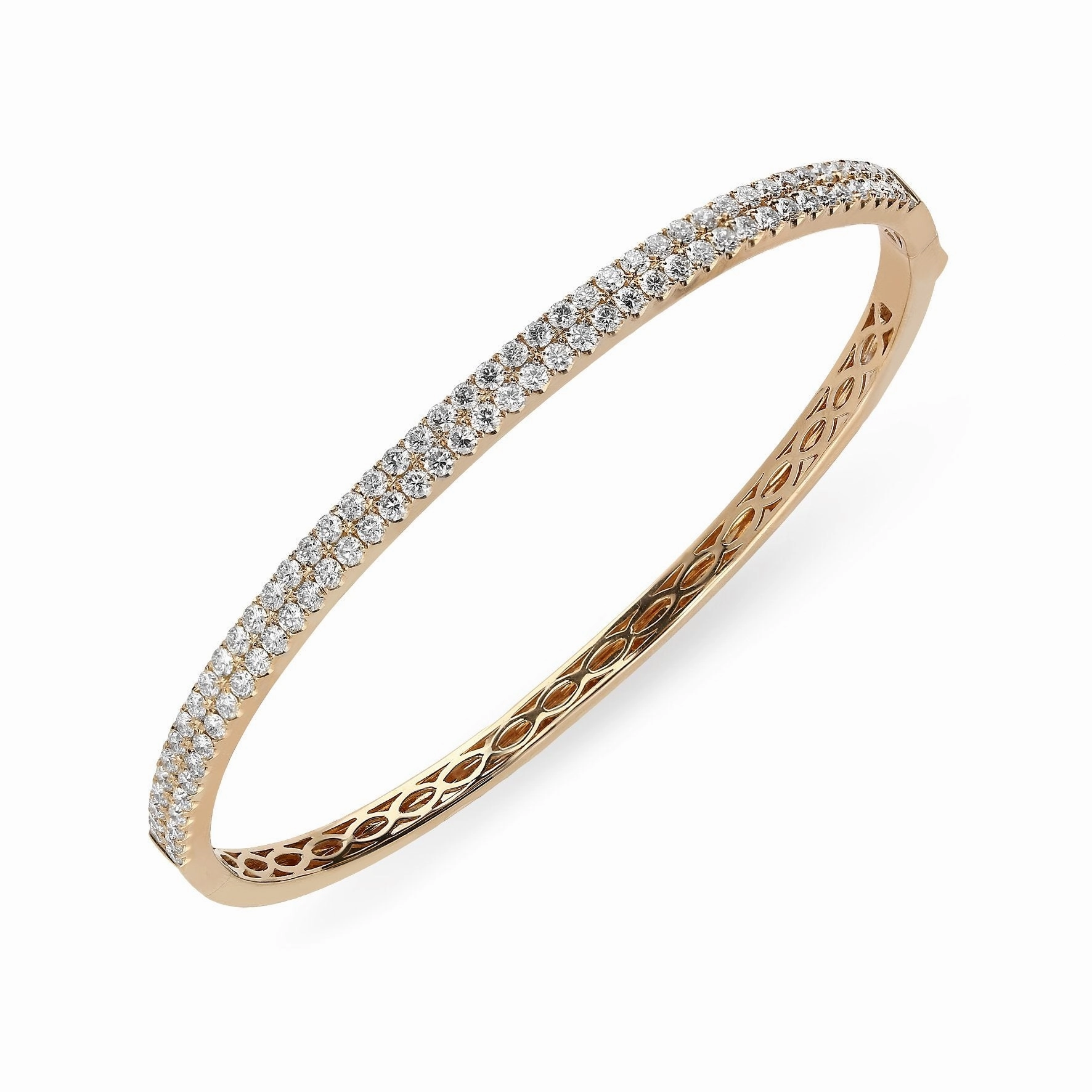 18ct Rose Gold 1.87ct Diamond Hinged Bangle