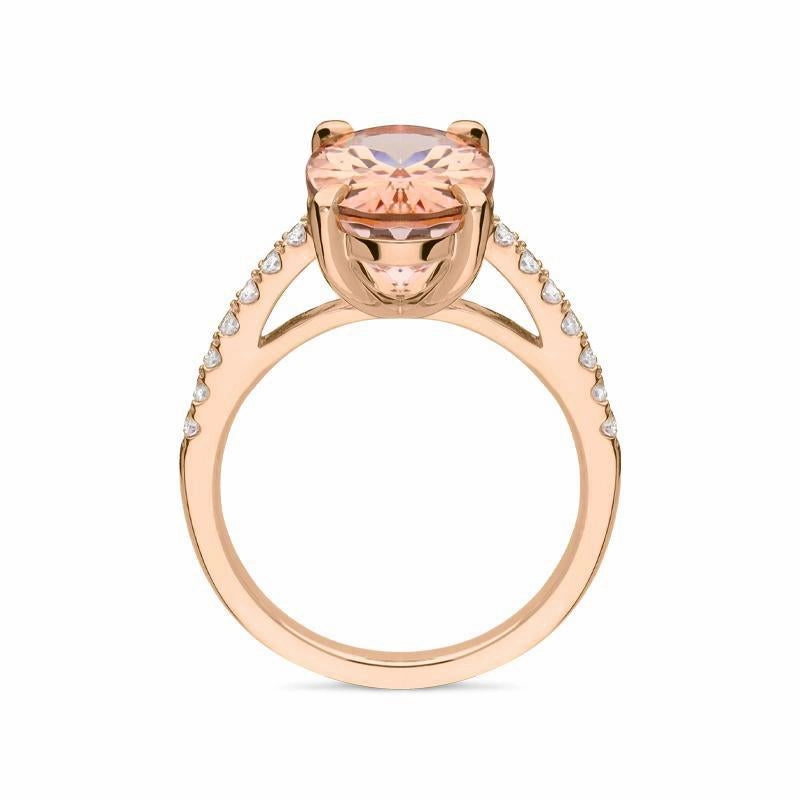 18ct Rose Gold 4.48ct Morganite Diamond Oval Cut Ring