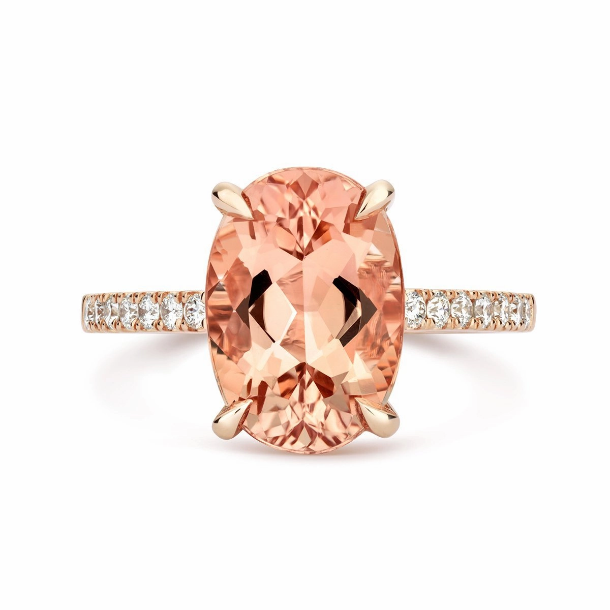 18ct Rose Gold 4.48ct Morganite Diamond Oval Cut Ring