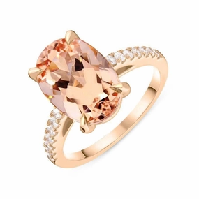 18ct Rose Gold 4.48ct Morganite Diamond Oval Cut Ring