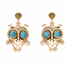 18ct Rose Gold Turquoise Owl Stud Earrings