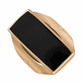 18ct Rose Gold Whitby Jet Queen's Jubilee Hallmark Medium Oblong Ring D