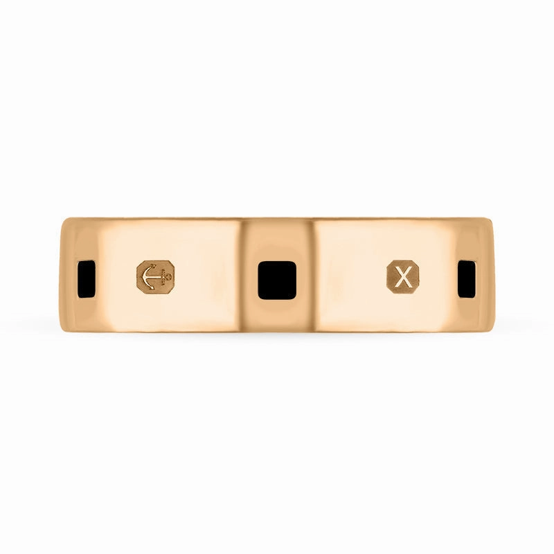 18ct Rose Gold Whitby Jet Queen's Jubilee Hallmark Princess Cut 6mm Ring D