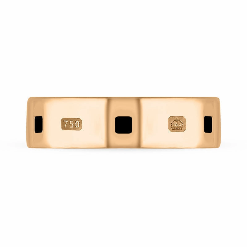 18ct Rose Gold Whitby Jet Queen's Jubilee Hallmark Princess Cut 6mm Ring D